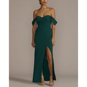 Galina Signature Gem/Dark Green Off the Shoulder Bridesmaid Dress Sz 4